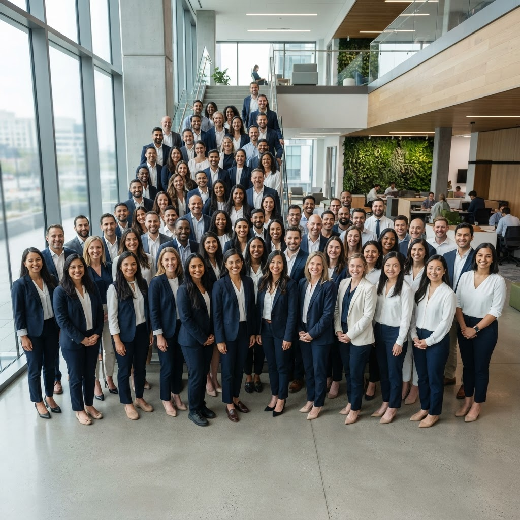 Kangrong Pharmaceuticals employees gathered together for a company team photo